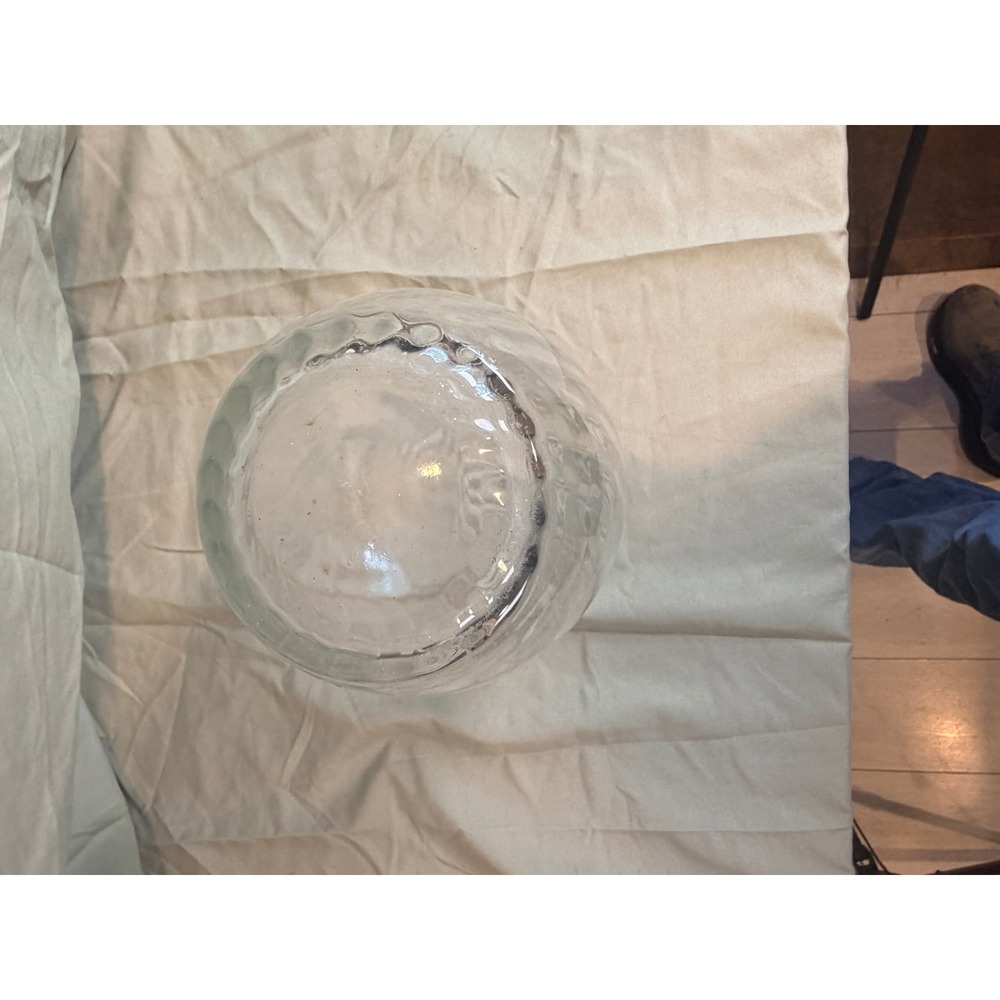 Vintage Clear Optic Swirl Glass Vase Flared Rim Ribbed Decorative Centerpiece